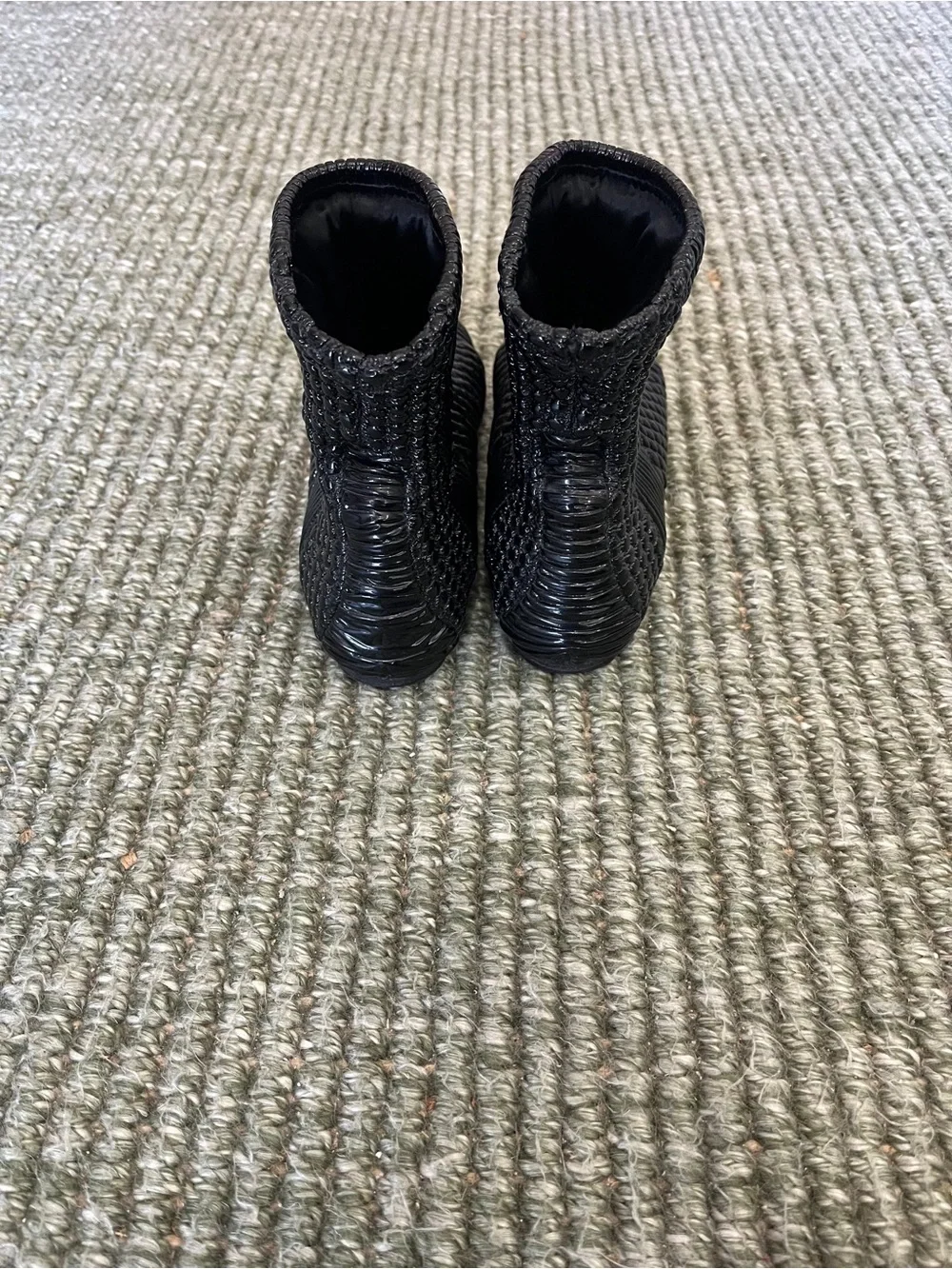 Black Pointed Knit Sock Ankle Boots - Women